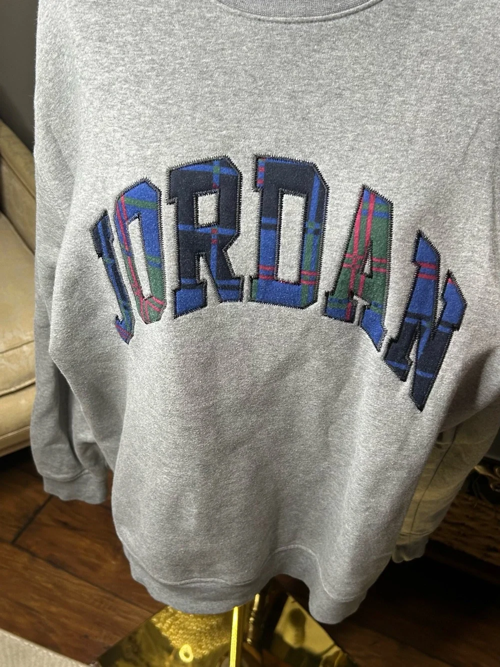 Jordan Grey Crewneck with Multicolor Embroidered Logo